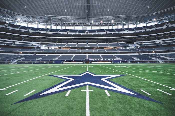 The Dallas Cowboys home field at AT&T Stadium features Hellas Construction’s Matrix® Turf with Helix Technology.