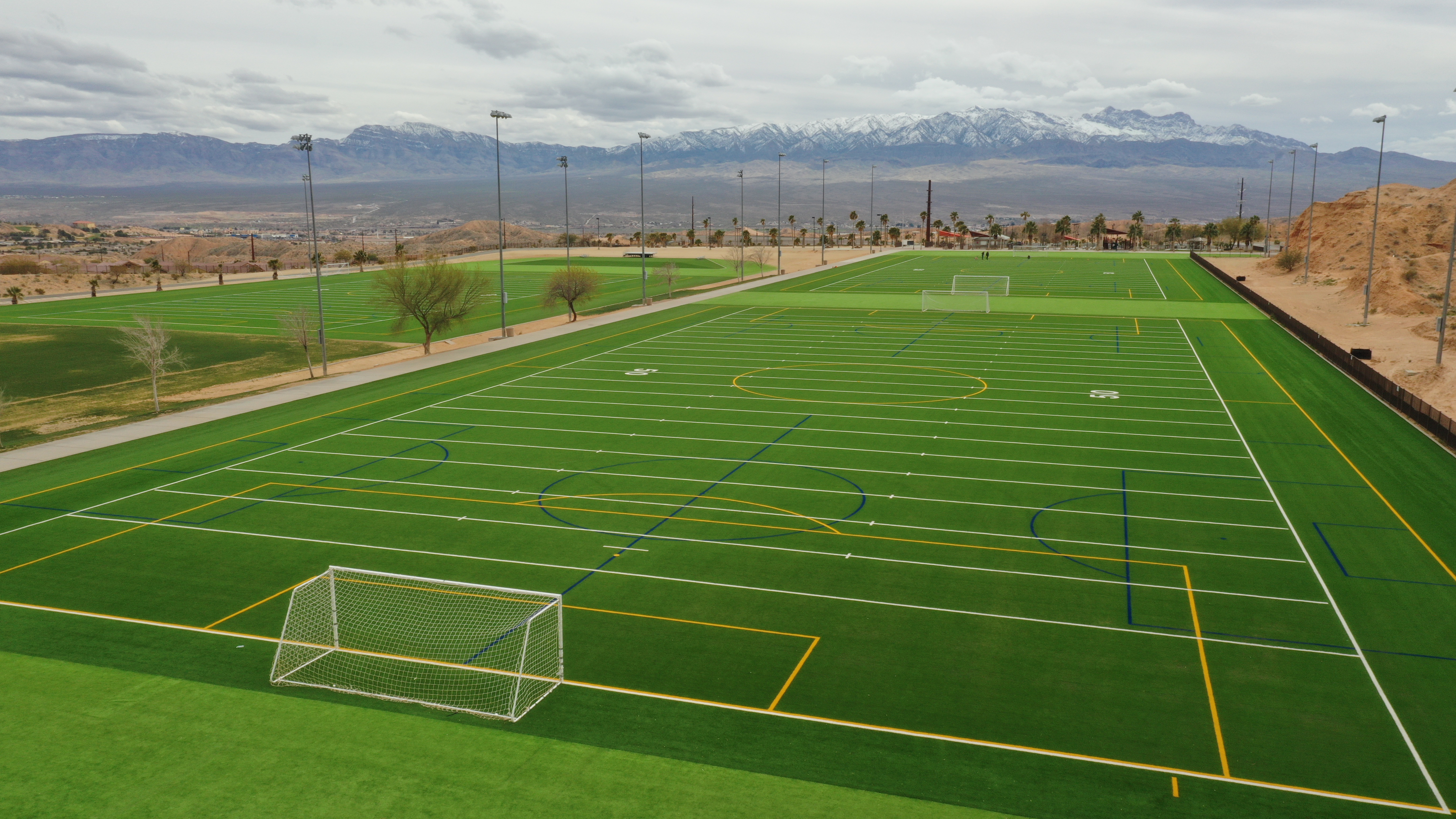 Mesquite Regional Sports & Event Complex features 3 Matrix Helix® synthetic turf fields installed by Hellas - Mesquite, NV