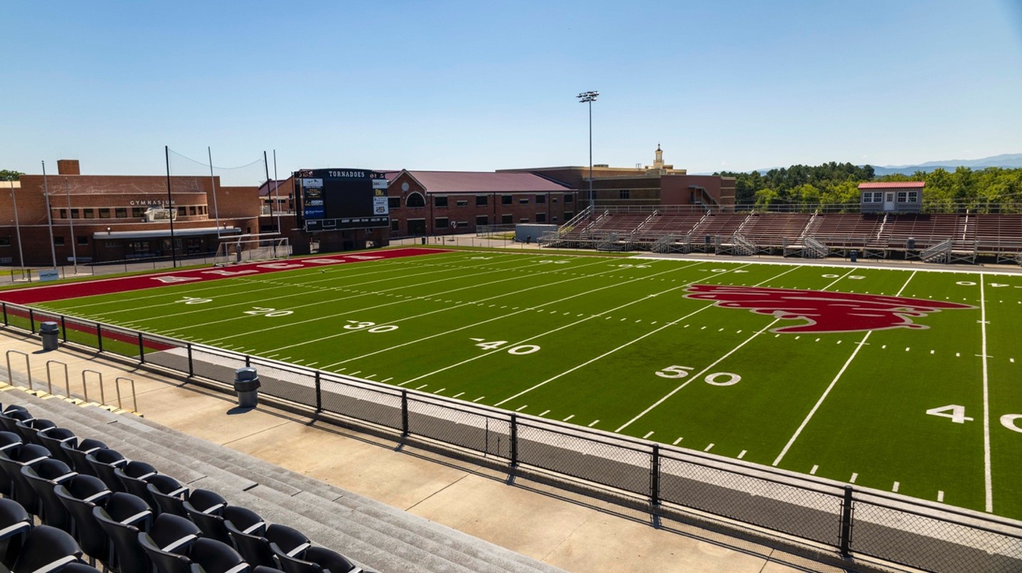 Matrix Helix® synthetic turf and a Cushdrain® were installed by Hellas at Goddard Field inside Bill Bailey Stadium at Alcoa High School.